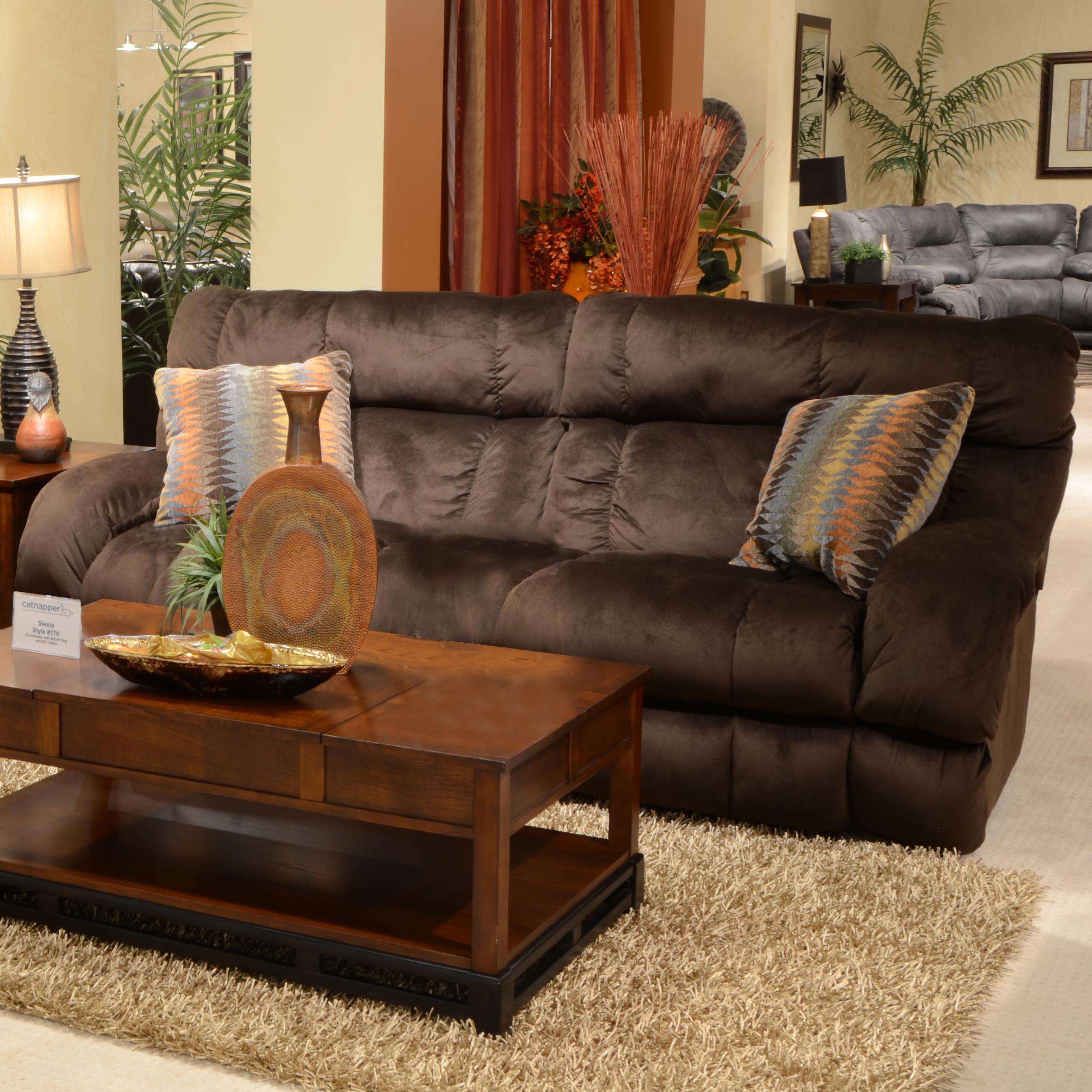 Catnapper Siesta Power Lay Flat Reclining Sofa with Wide Seats Knight